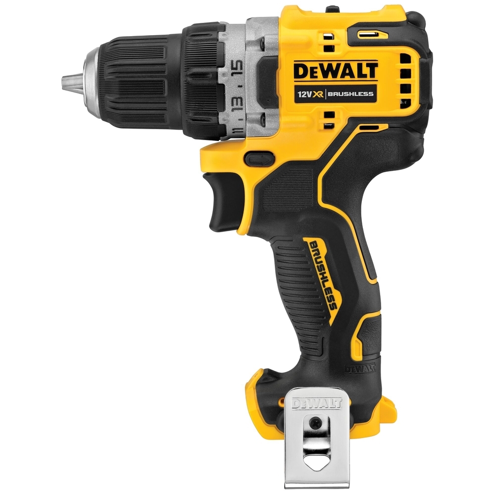 Perceuse-visseuse XR 12 V Brushless - sans batterie ni chargeur, clip ceinture - DCD701N-XJ - DEWALT