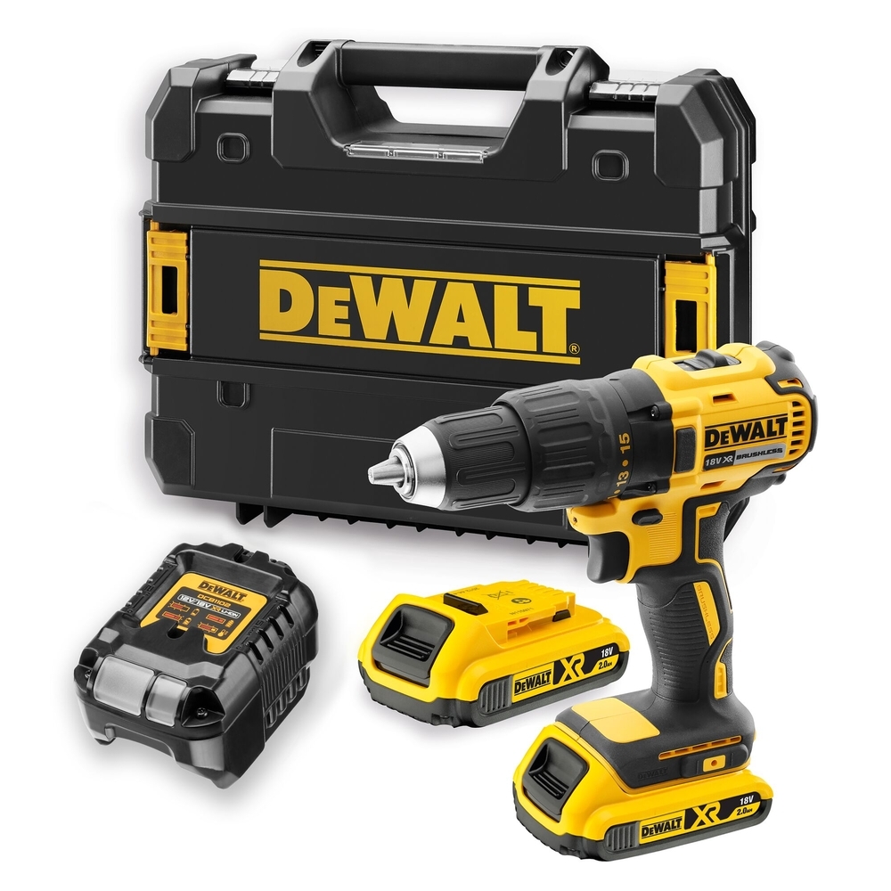 Perceuse visseuse XR 18V 2Ah Li-Ion Brushless - Mandrin plastique - DCD777D2T-QW - DEWALT