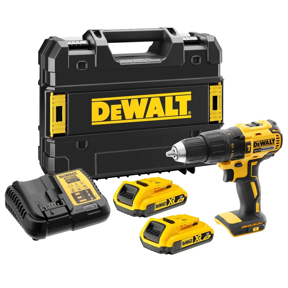 Perceuse-visseuse à percussion XR 18V 2Ah Li-Ion Brushless - Mandrin plastique - DCD778D2T-QW - DEWALT