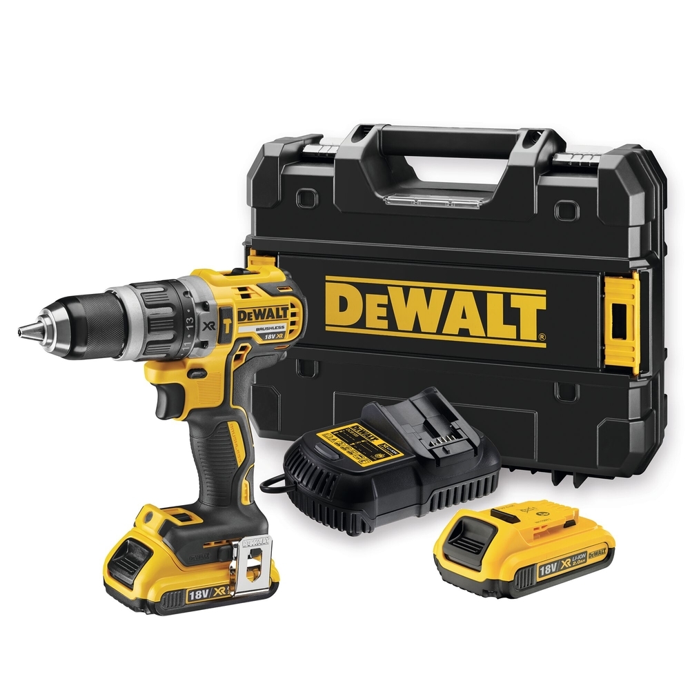 Perceuse visseuse percussion Compacte XR 18V 2Ah Li-Ion Brushless -coffret TSTAK - DCD796D2-QW - DEWALT