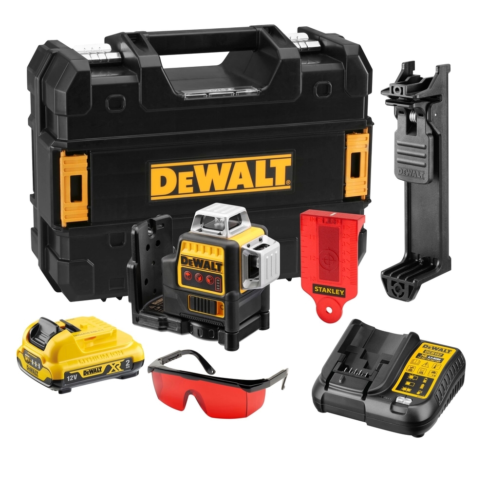 Niveau laser multilignes 3 x 360° XR 12 V 2 Ah Li-Ion - faisceaux rouges - DCE089D1R-QW - DEWALT