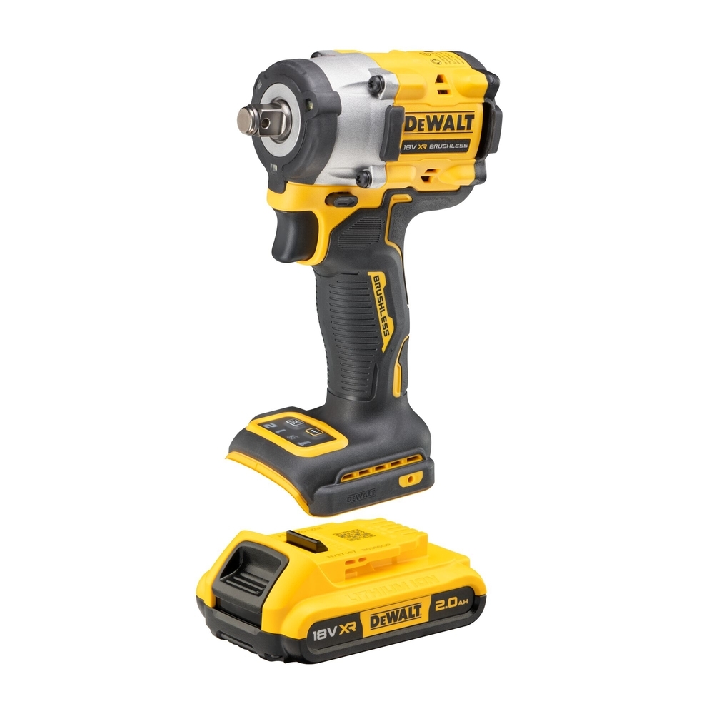 Boulonneuse 1/2'' compacte XR 18V 2Ah Li-Ion Brushless 406 Nm - jonc de sécurité - DCF921D2T-QW - DEWALT