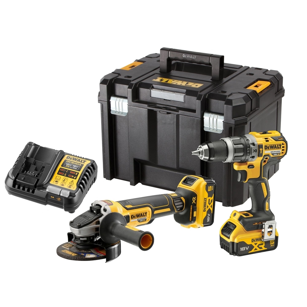Kit 2 outils XR 18 V 5 Ah Li-Ion Brushless - DCD796 / DCG405 - DCK2080P2T-QW - DEWALT