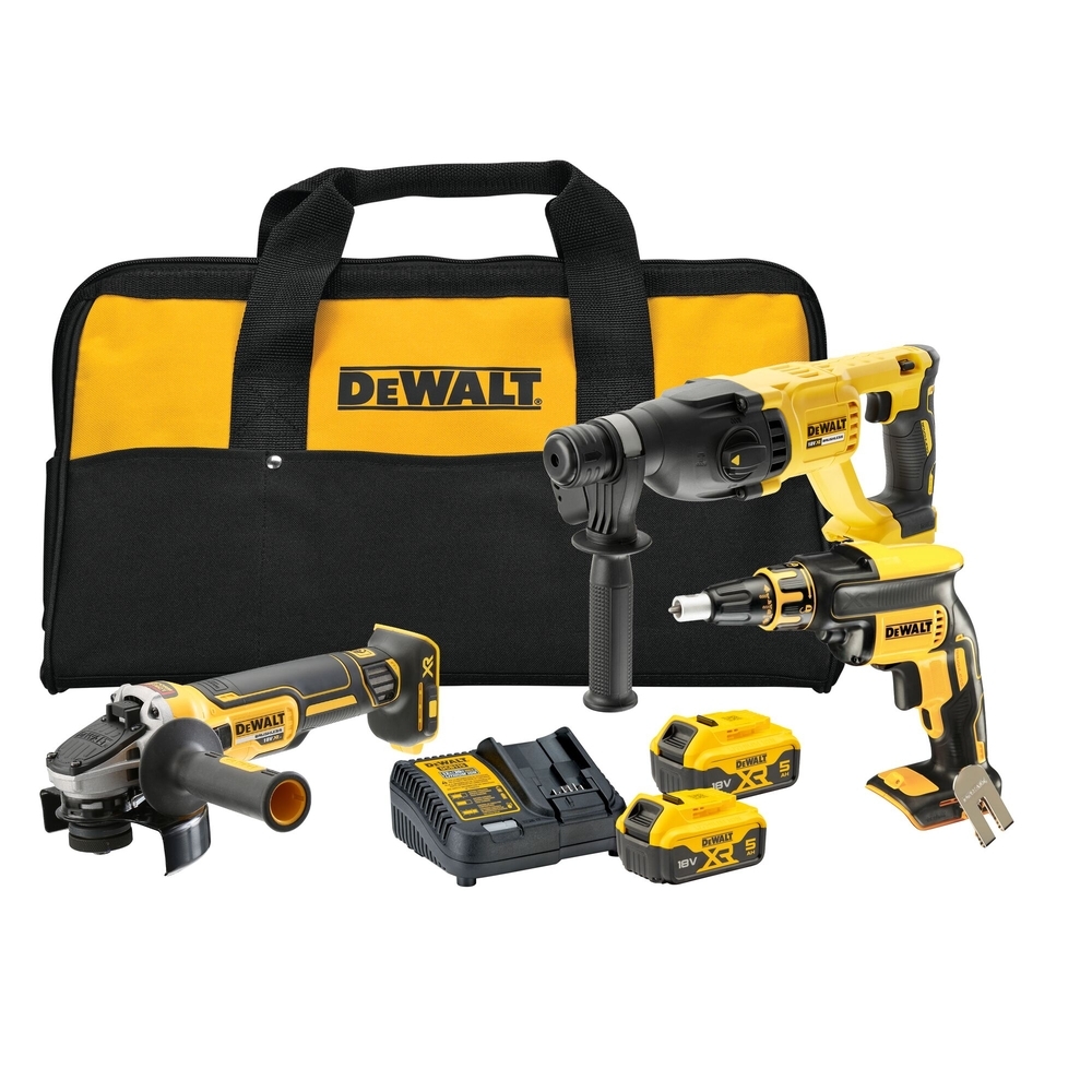 Kit 3 outils XR 18 V 5 Ah Li-Ion Brushless - 2 batteries, chargeur, sac souple - DCK304P2-QW - DEWALT