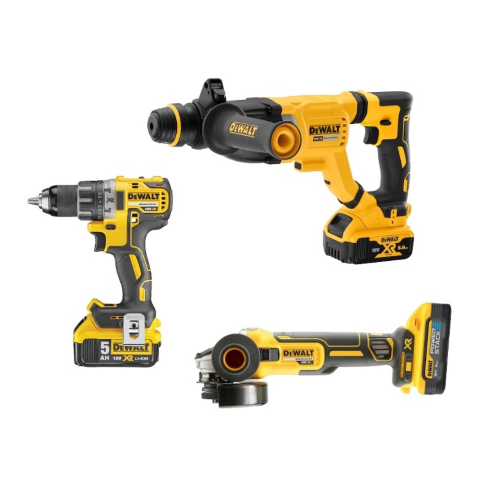 Kit 3 outils XR 18 V 5 Ah Li-Ion Brushless - DCD791 / DCH263 / DCG405 - DCK327P2T-QW - DEWALT