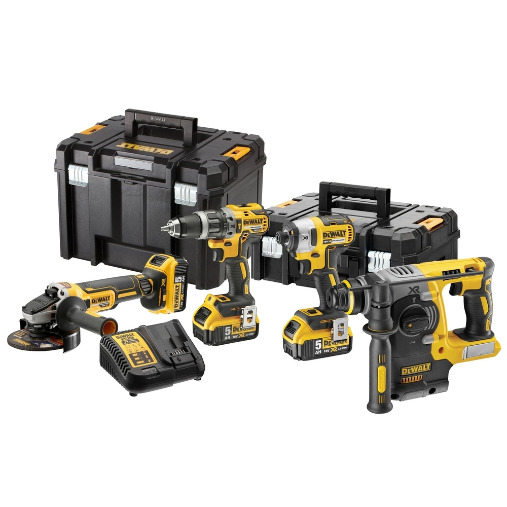 Kit 4 outils XR 18 V 5 Ah Li-Ion Brushless - DCD796 / DCF887 / DCG405 / DCH273 - DCK422P3T-QW - DEWALT