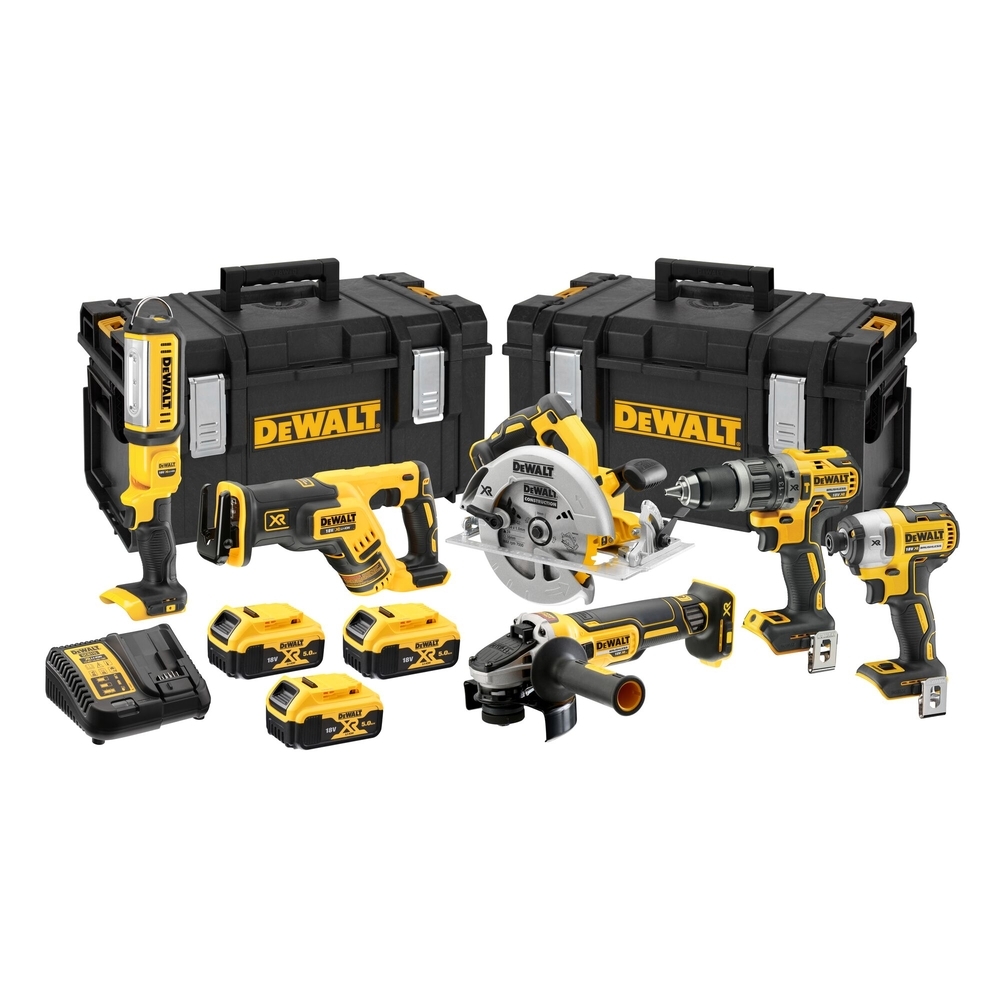 Pack 6 machines DEWALT XR 18V 5Ah TOUGHSYSTEM DCD796 / DCF887 / DCL050 / DCS570 / DCG405 / DCS367 - DCK623P3-QW