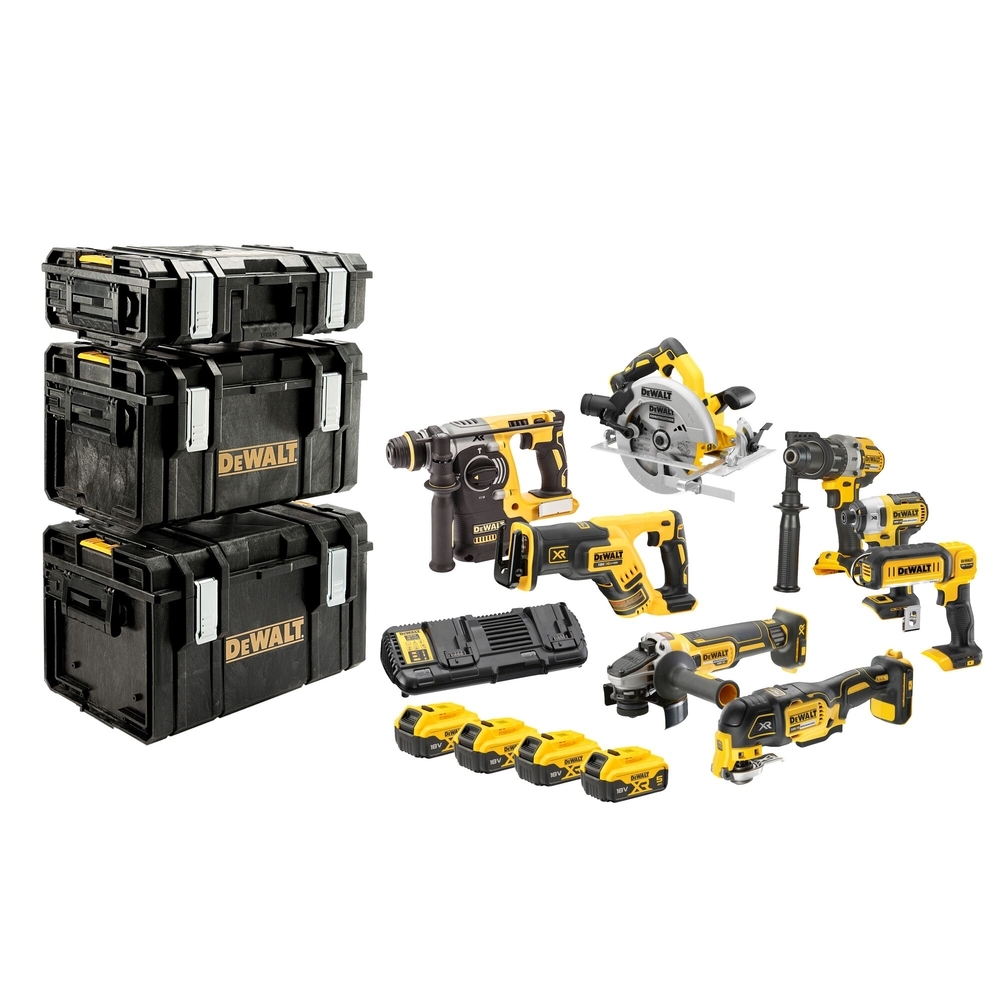 Kit 8 outils 18 V 5 Ah - DCD996/DCF887/DCL050/DCS570/DCG405/DCS367/DCH273/DCS355 - DCK853P4-QW - DEWALT