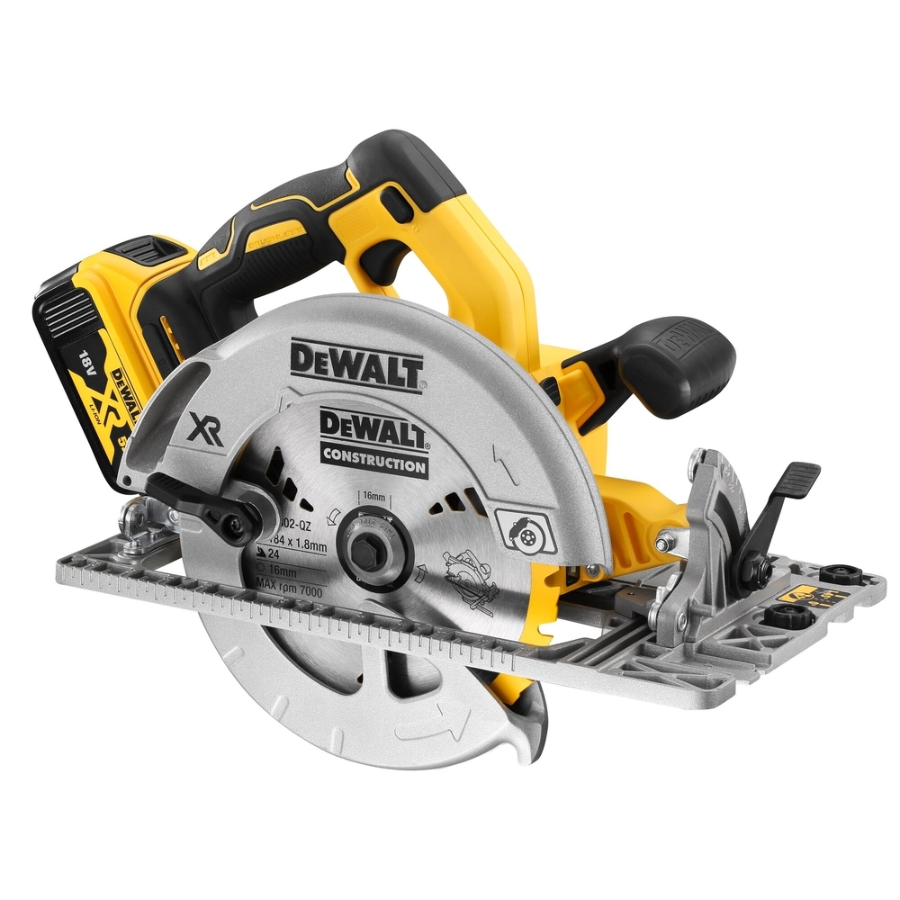 Scie circulaire XR 18 V 5 Ah Li-Ion Brushless 184 mm - compatible rail de guidag - DCS572P2-QW - DEWALT