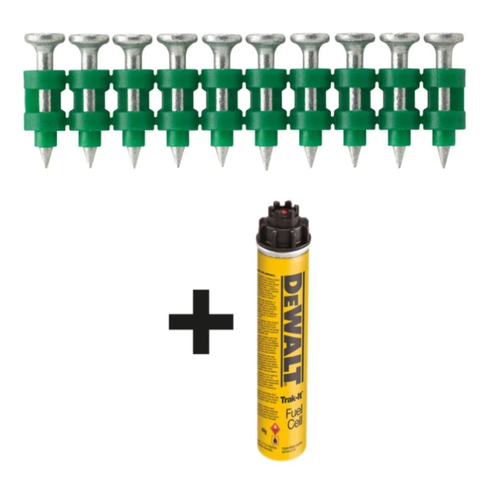 Pointes galvanisées XH béton dur pour cloueur C5 3 x 22mm 700 + cartouche de gaz - DDF6510022 - DEWALT