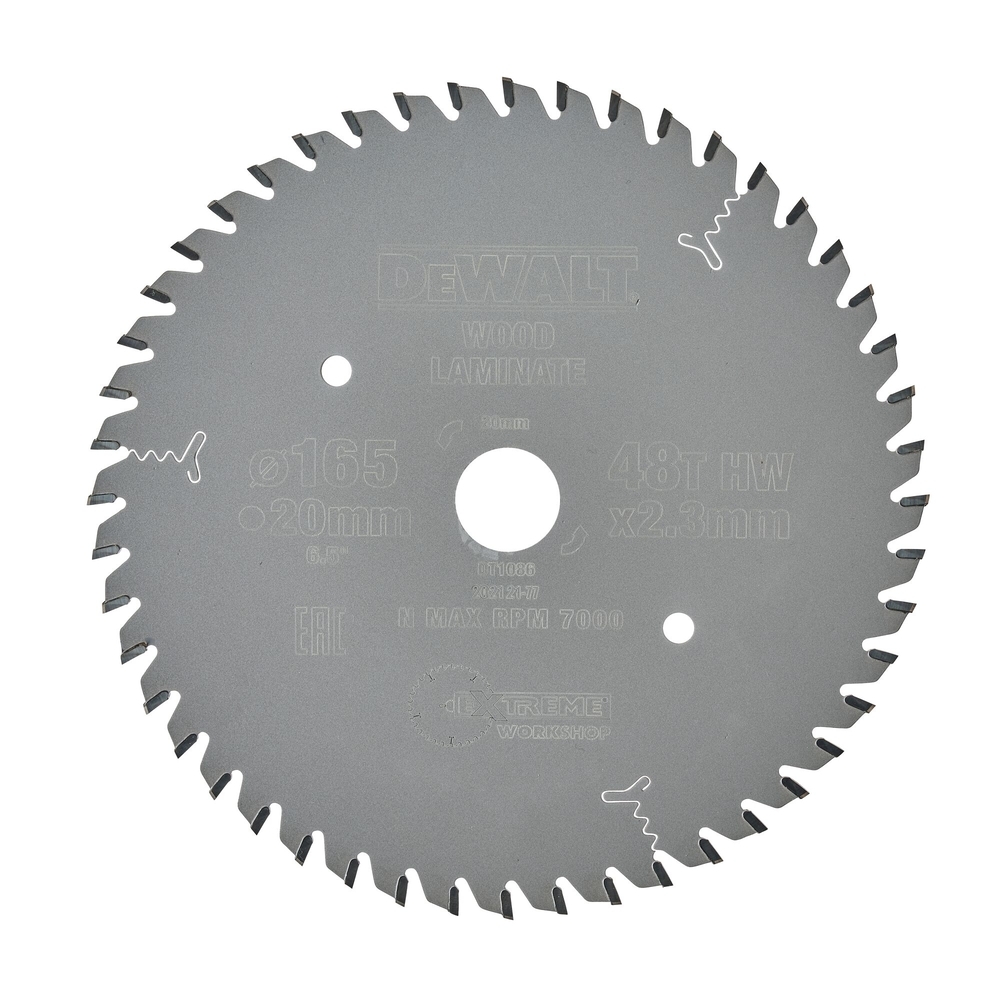 Lame pour scie circulaire plongeante carbure Extreme Workshop 165x20mm 48 dents - DT1086-QZ - DEWALT