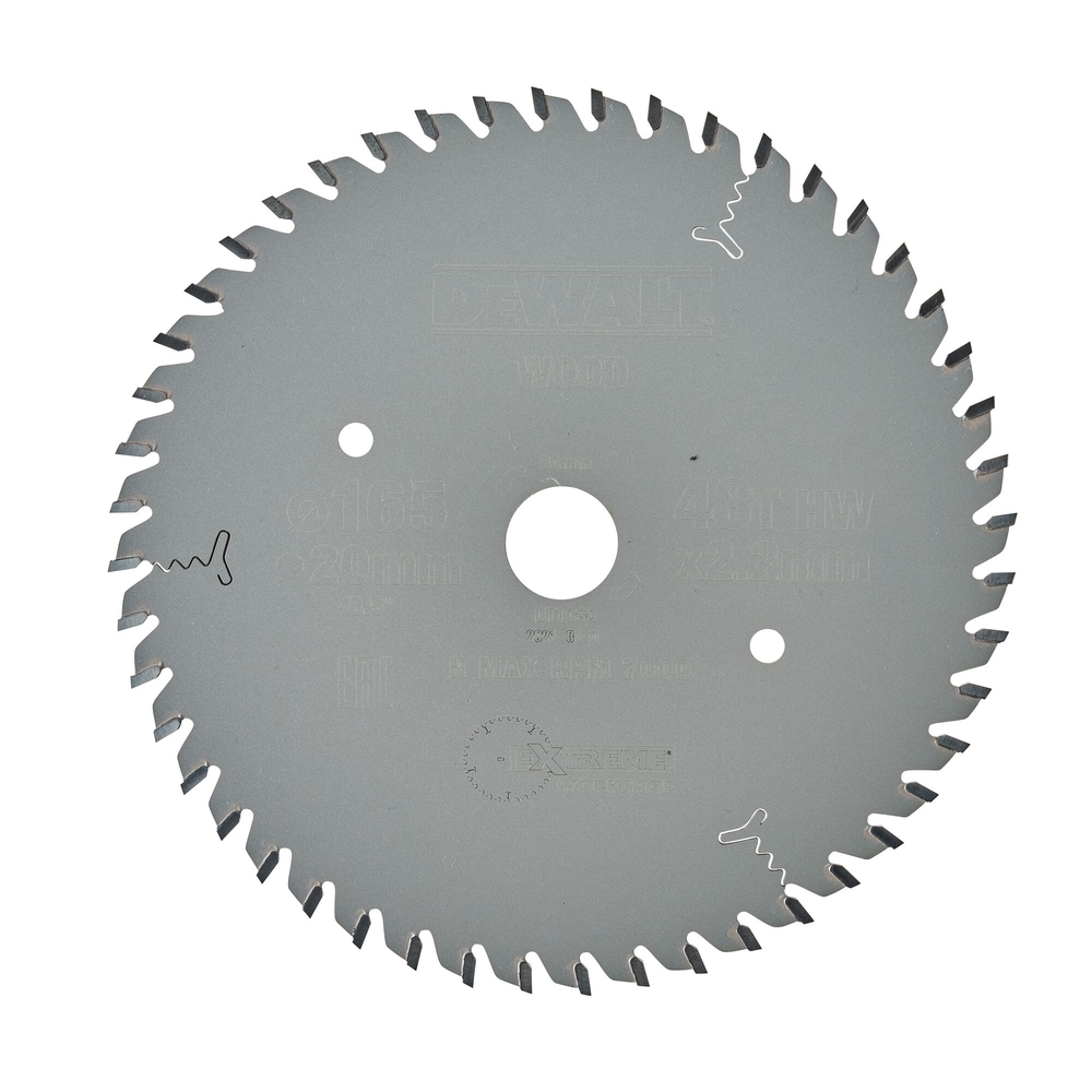 Lame pour scie circulaire plongeante carbure Extreme Workshop 165x20mm 48 dents - DT1090-QZ - DEWALT