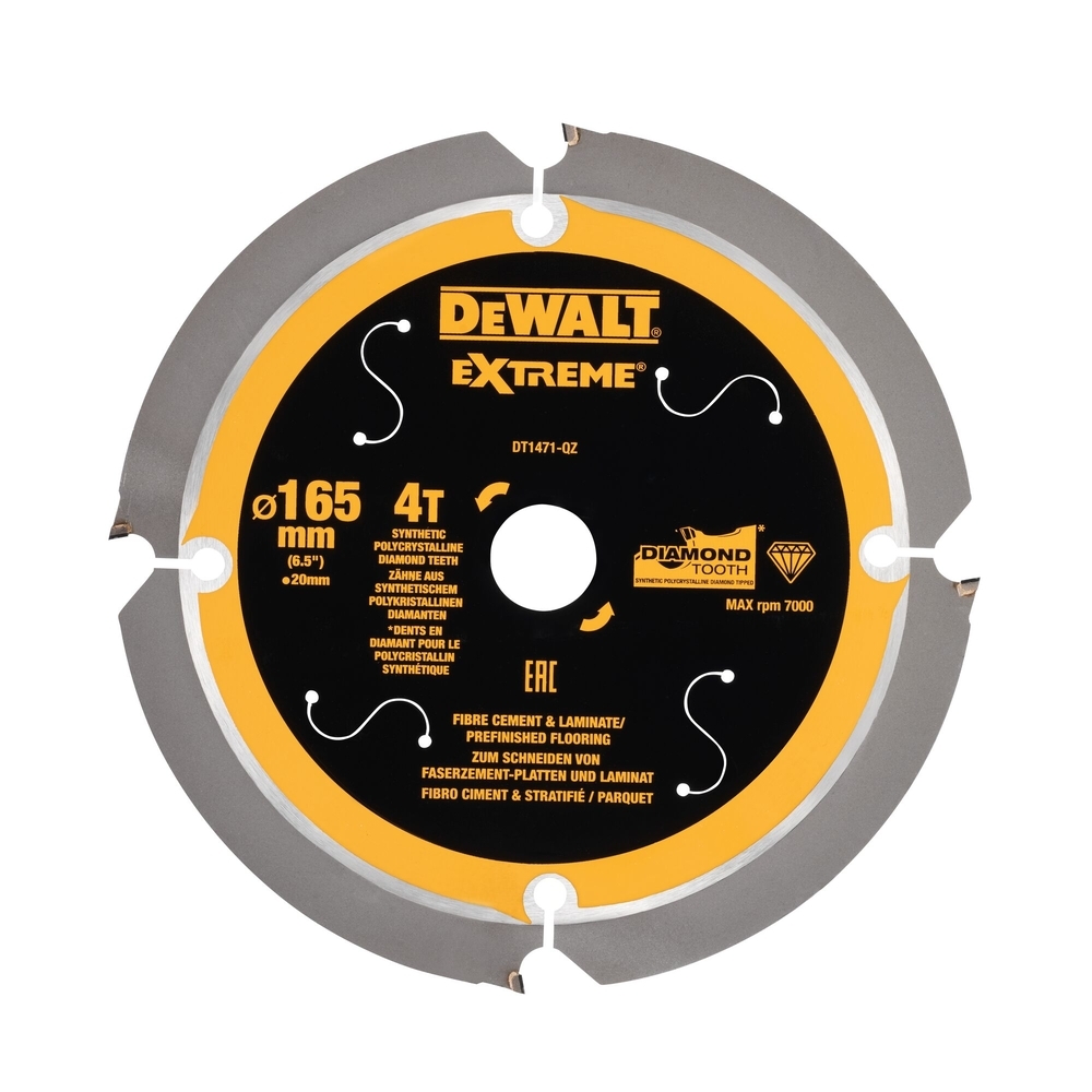 Lame de scie circulaire portative denture diamant 165 x 20 mm 4 dents - DT1471-QZ - DEWALT