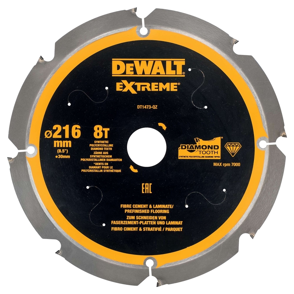 Lame de scie circulaire denture diamant, 216 x 30 mm, 8 dents - DT1473-QZ - DEWALT