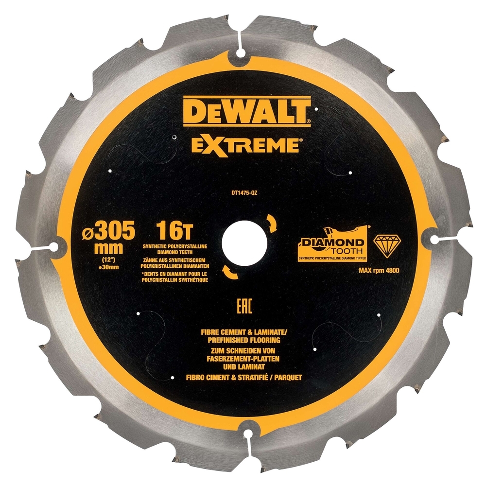 Lame de scie circulaire denture diamant, 305 x 30 mm, 16 dents - DT1475-QZ - DEWALT