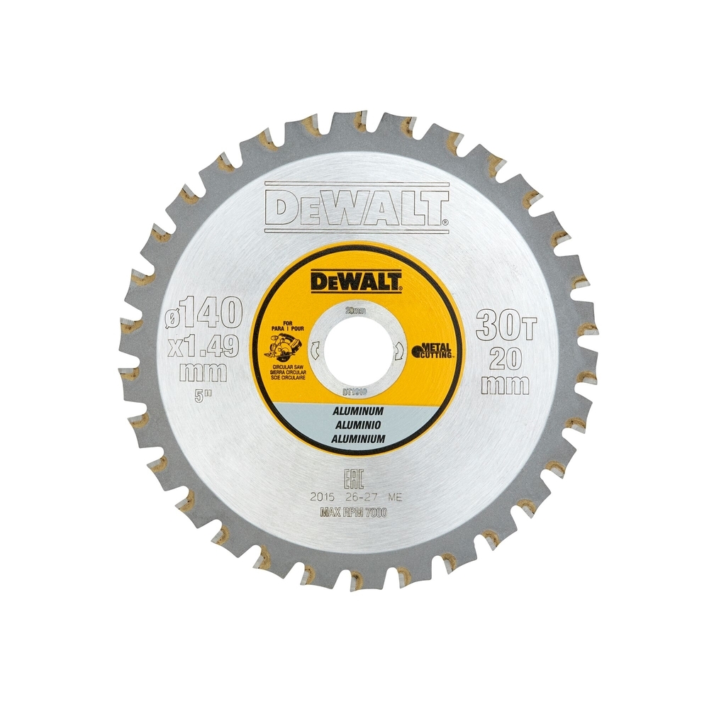 Lame de scie circulaire portative carbure 140 x 20 mm, 30 dents, TCG/aluminium - DT1910-QZ - DEWALT