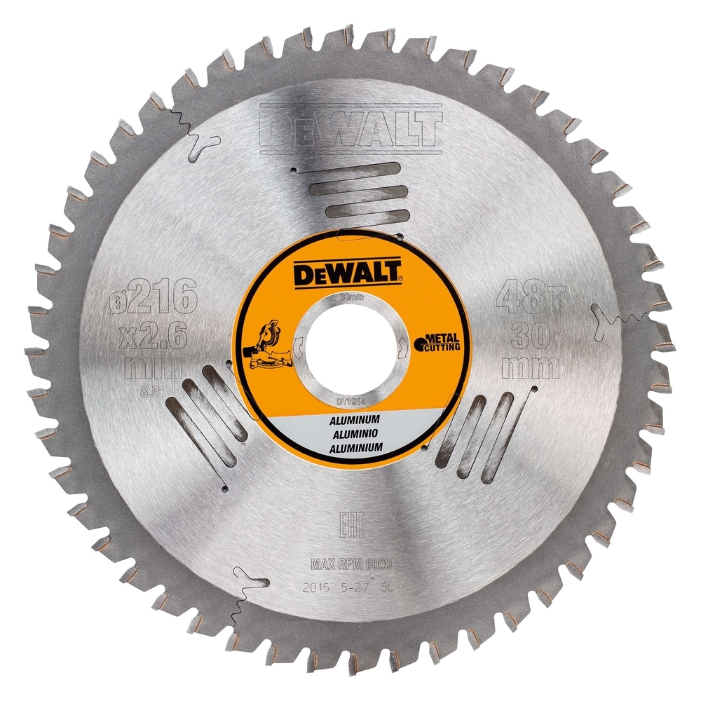 Lame de scie circulaire stationnaire carbure, 216 x 30mm 48 dents, TCG/aluminium - DT1914-QZ - DEWALT