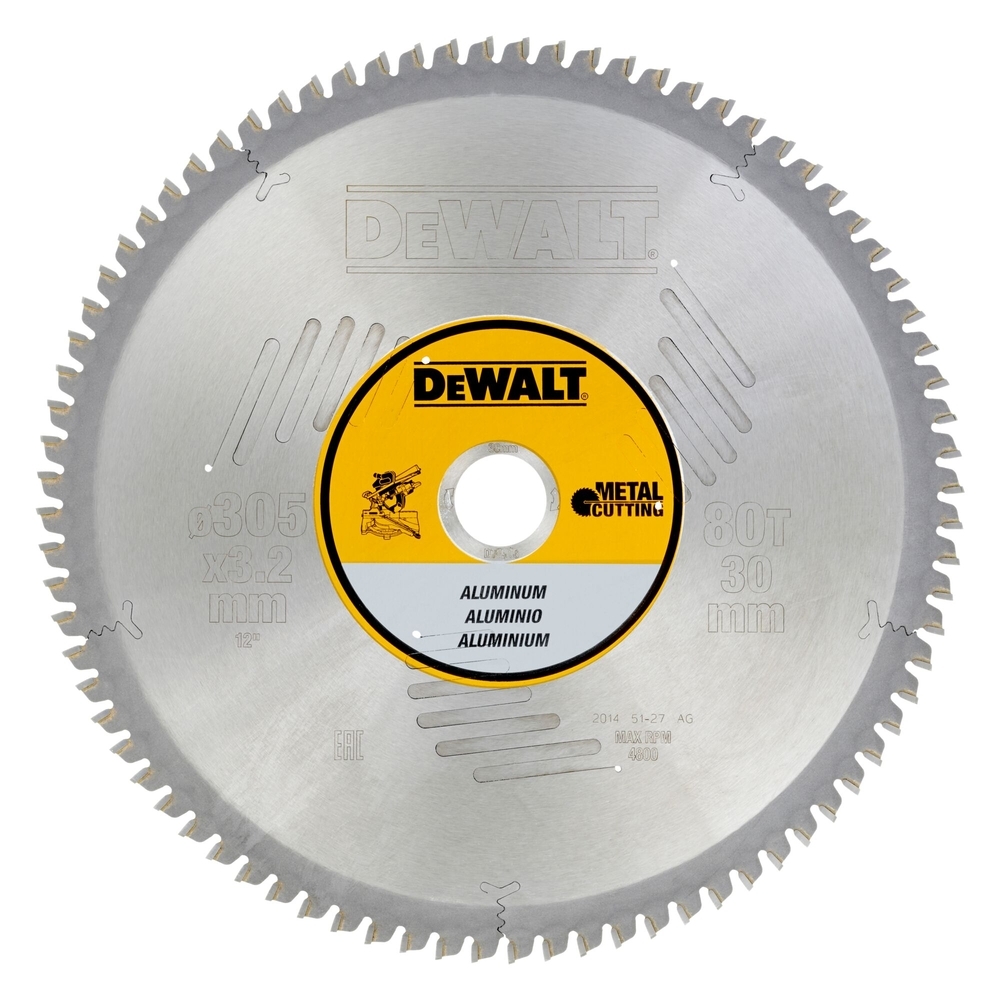Lame de scie circulaire stationnaire carbure, 305 x 30mm 80 dents, TCG/aluminium - DT1916-QZ - DEWALT