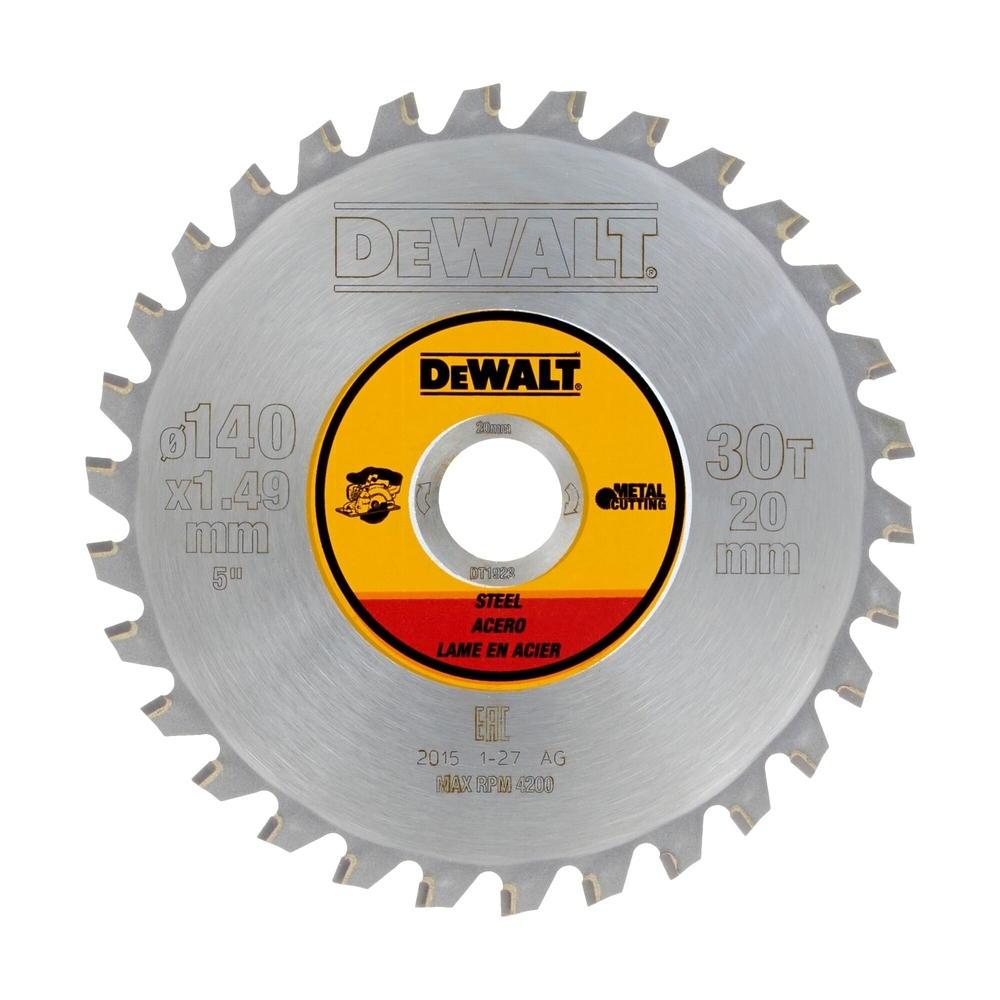 Lame de scie circulaire stationnaire carbure 140 x 20 mm, 30 dents, TCG/métal - DT1923-QZ - DEWALT