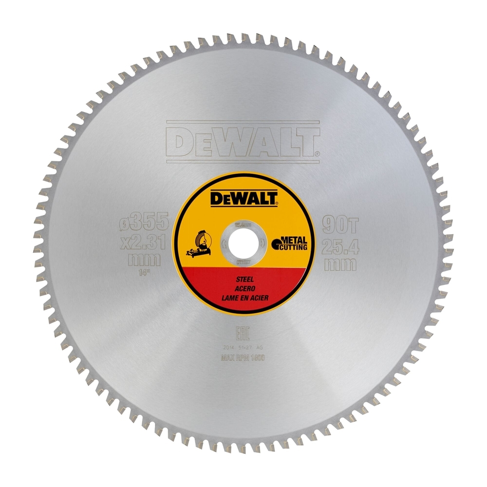 Lame de scie circulaire stationnaire carbure 355 x 25,4 mm, 90 dents, TCG/métal - DT1927-QZ - DEWALT