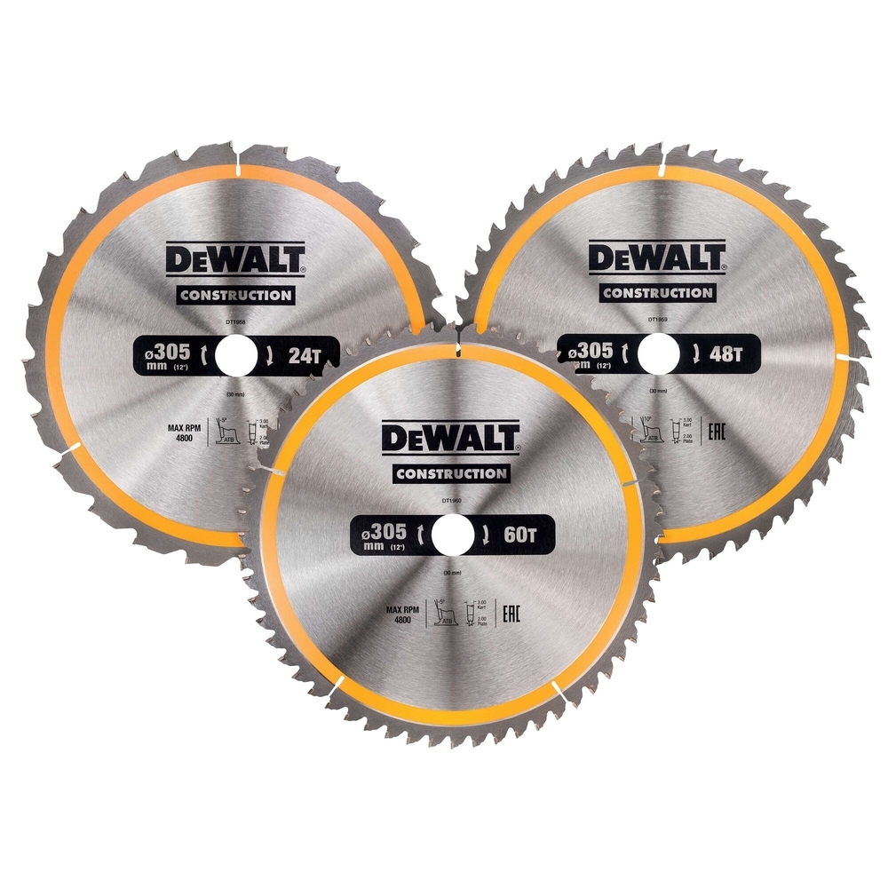 Coffret plastique 3 lames carbure construction pour scie circulaire stationnaire - DT1964-QZ - DEWALT