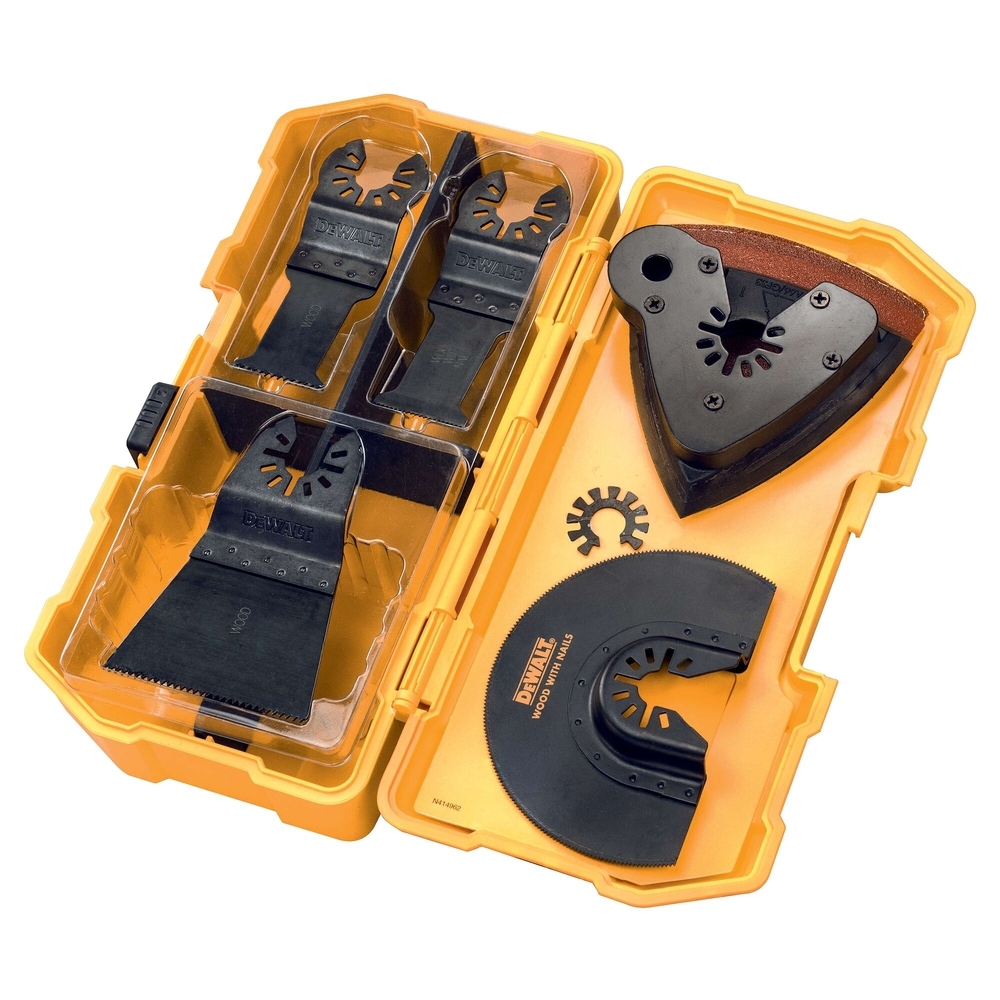 Coffret multicutter de 4 lames + 1 plateau de ponçage / 3 abrasifs / 1 adaptateur - DT20731-QZ - DEWALT