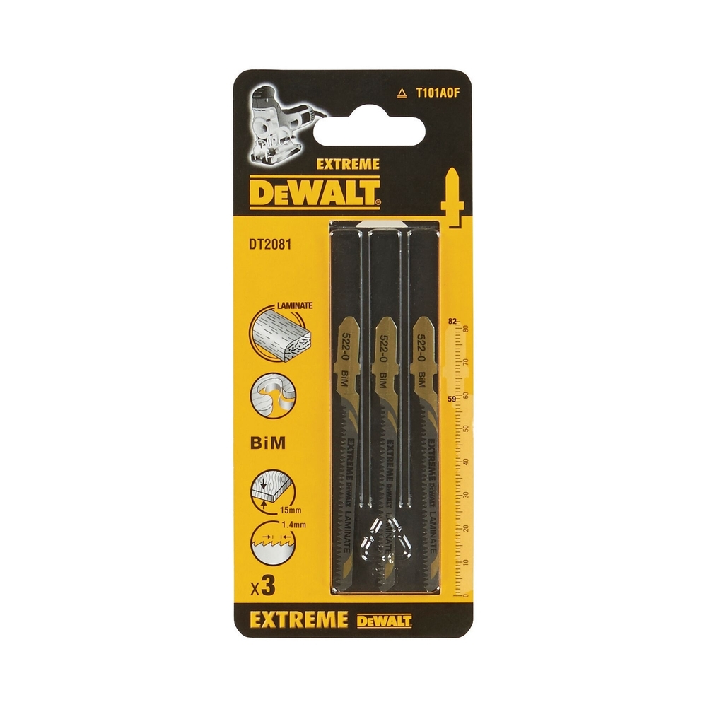 Lame pour scie sauteuse BiM à chantourner - profondeur de coupe < 15 mm attache T - DT2081-QZ - DEWALT