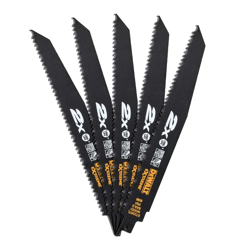 Lame de scie sabre BiM 2X Long Life pour la coupe du bois avec clous 228 mm - DT2307L-QZ - DEWALT