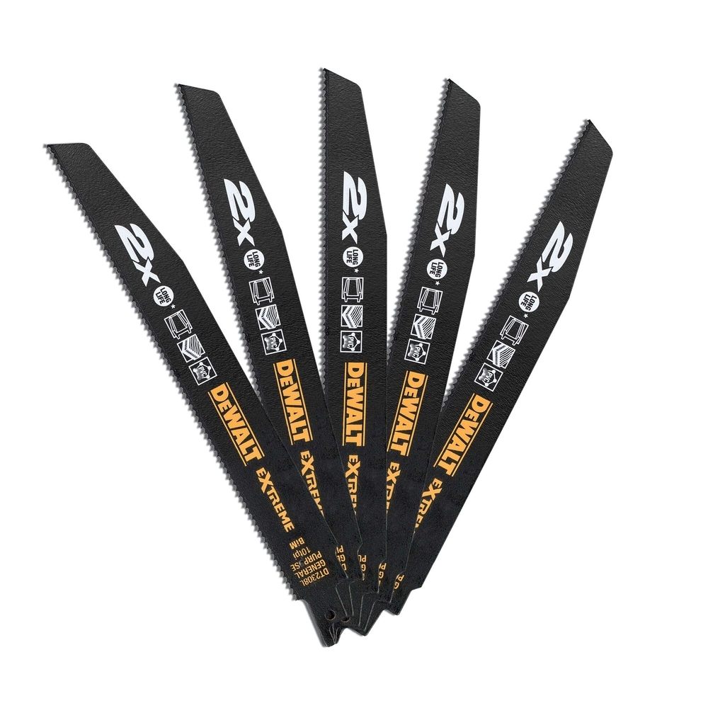 Lame de scie sabre BiM 2X Long Life pour la coupe du bois et métal 228 mm - DT2308L-QZ - DEWALT