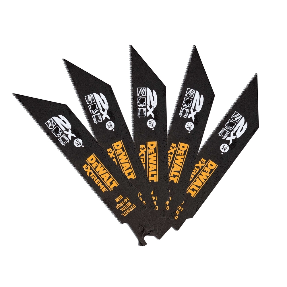 Lame de scie sabre BiM 2X Long Life pour la coupe du métal profondeur <3mm 152mm - DT2407L-QZ - DEWALT