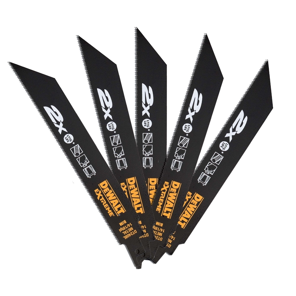 Lame de scie sabre BiM 2X Long Life pour la coupe du métal profondeur <3mm 203mm - DT2408L-QZ - DEWALT