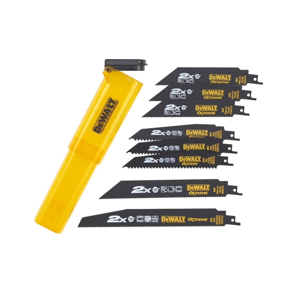Coffret de 8 lames pour scie sabre + boite de rangement - DT2443L-QZ - DEWALT