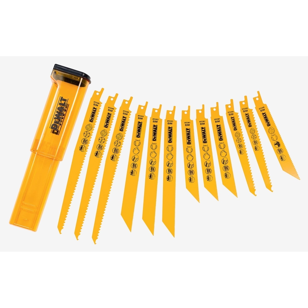 Coffret de 12 lames pour scie sabre + boite de rangement - DT2445-QZ - DEWALT