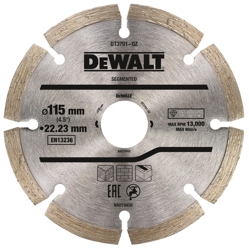 Disque fritté segmenté pour matériaux de construction/béton 115 x 22,2 mm - DT3701-QZ - DEWALT