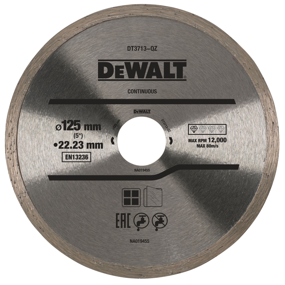 Disque à jante continue pour béton / brique / pierre 125 x 22,2 mm - DT3713-QZ - DEWALT