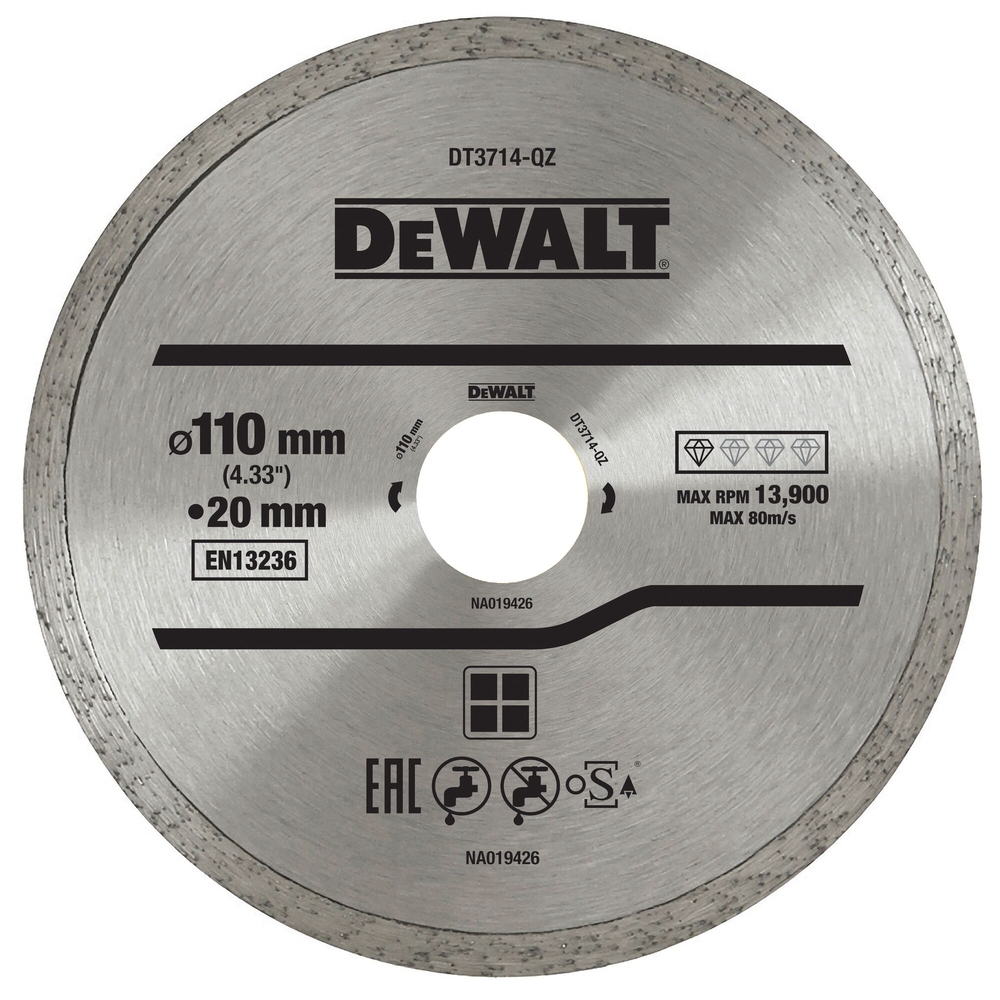 Disque scie à carrelage portative pour applications générales à sec ou à l'eau - DT3714-QZ - DEWALT