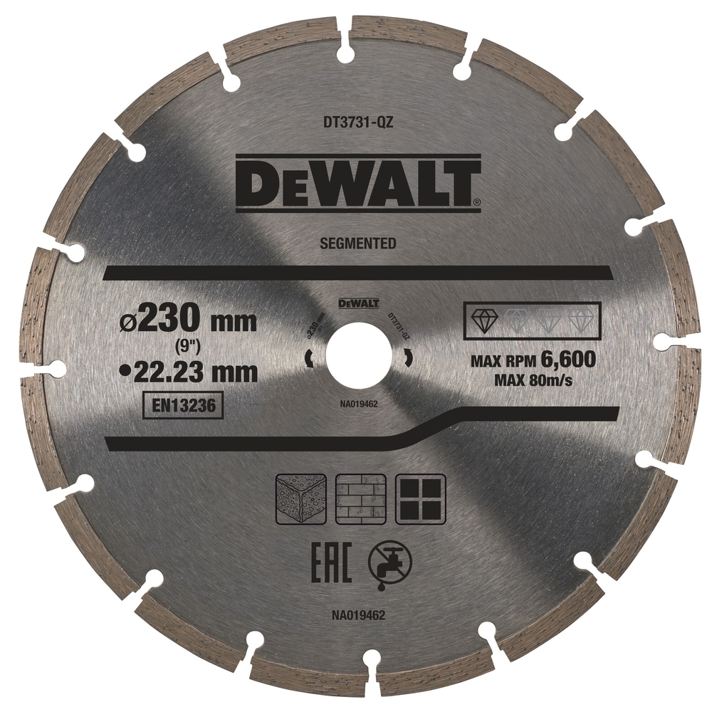 Disque fritté segmenté pour matériaux de construction/béton 230 x 22,2 mm - DT3731-QZ - DEWALT