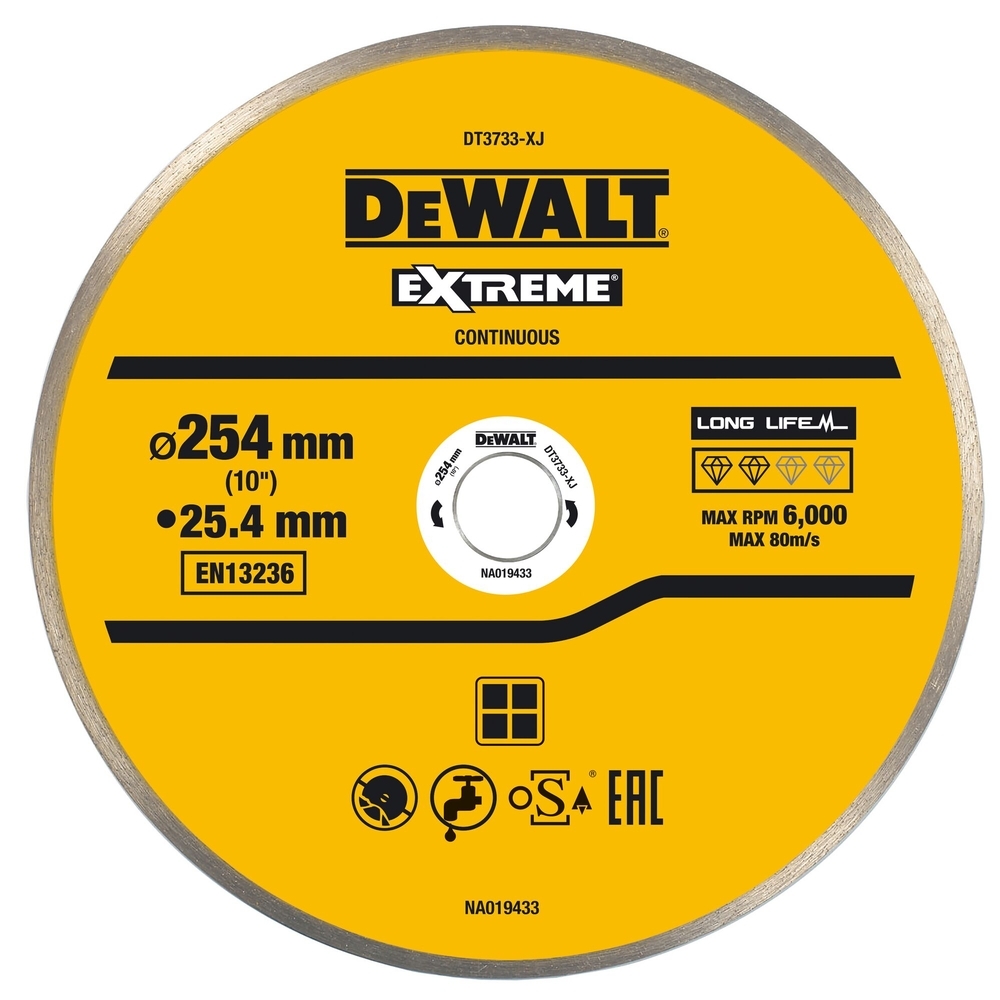 Disque pour scie à carrelage en céramique 250 x 25,4 mm - DT3733-XJ - DEWALT