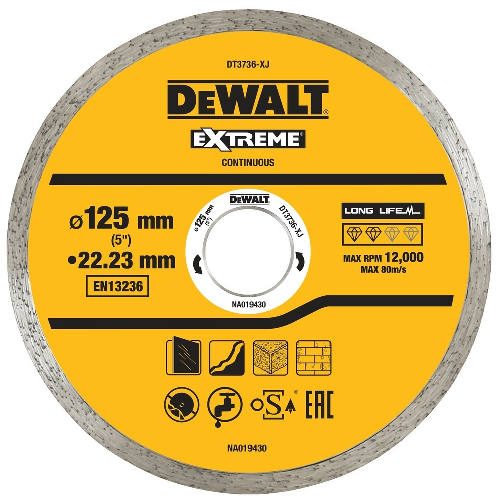 Disque fritté pour le carrelage 125 x 22,2 mm, hauteur segment 7 mm - DT3736-XJ - DEWALT