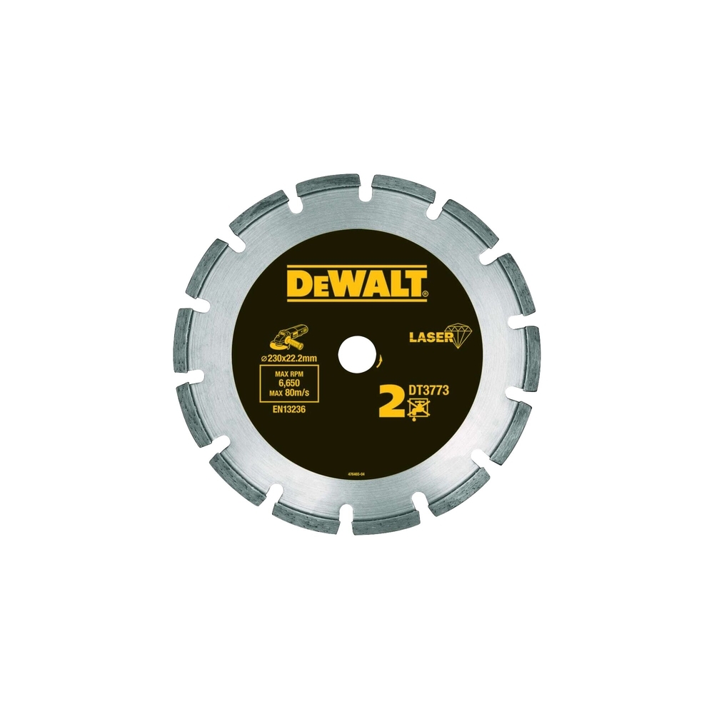 Disque laser pour matériaux abrasifs/béton 230 x 22,2 mm, hauteur segment 7,5 mm - DT3773-XJ - DEWALT