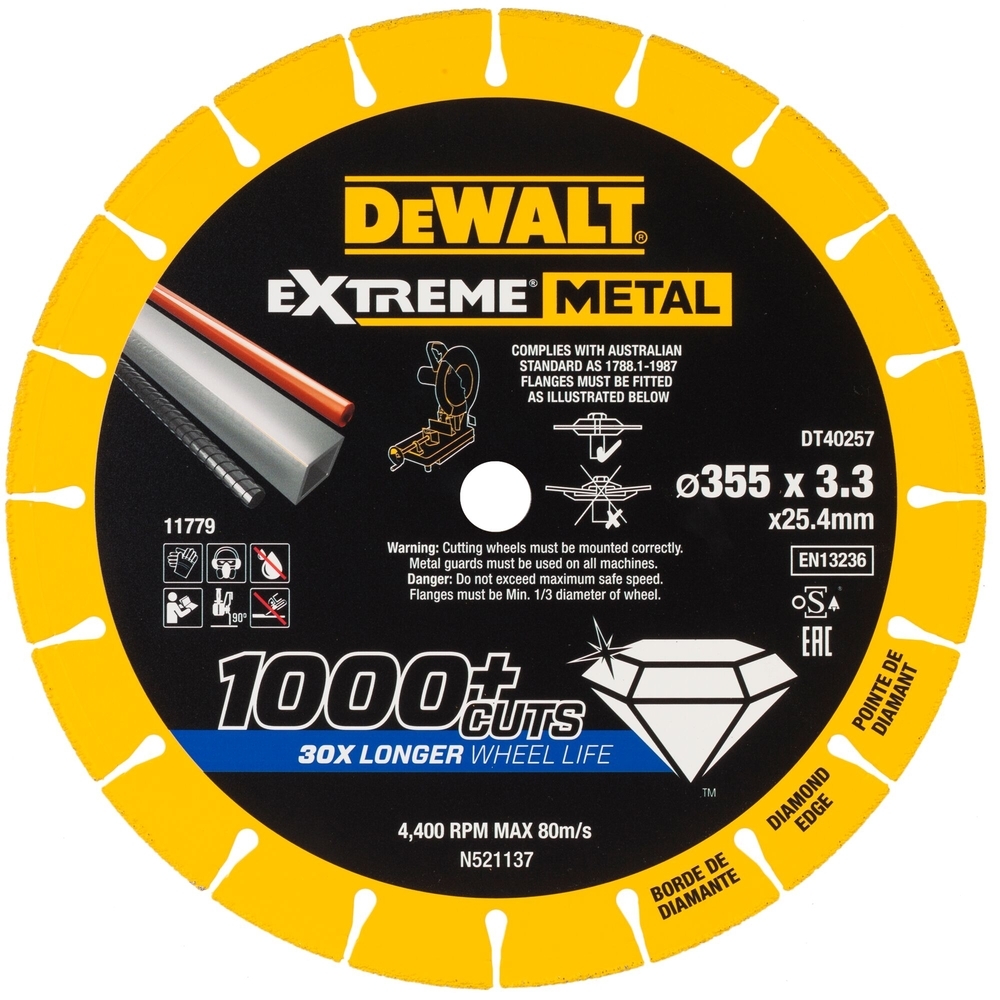 Disque Extreme métal 355 x 25,4 x 3,3 mm - DT40257-QZ - DEWALT