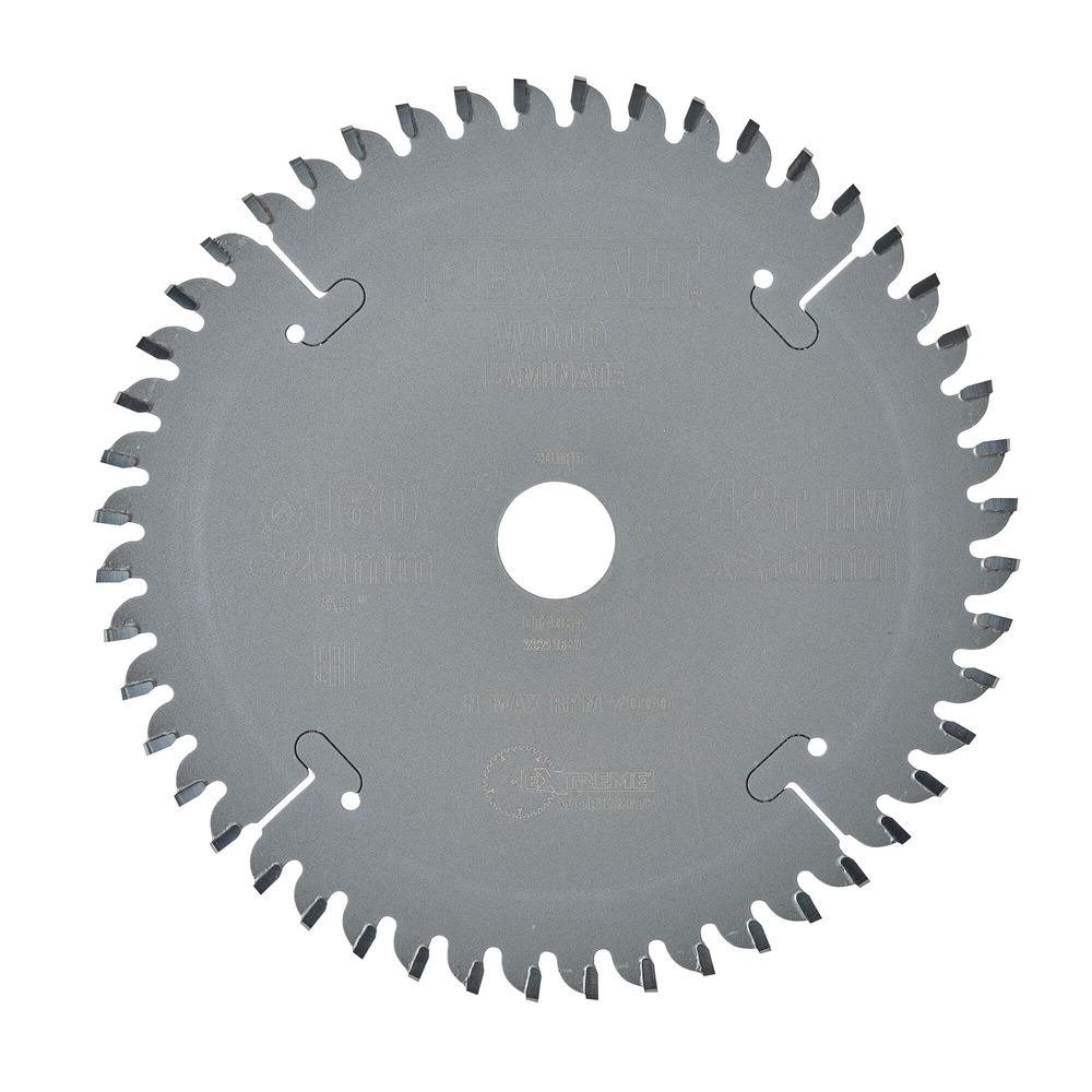 Lame scie circulaire 160x20mm, 48 dents, ATB/coupe très fine, angle d'attaque -5 - DT4084-QZ - DEWALT