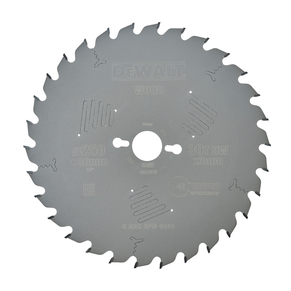 Lame de scie circulaire stationnaire Extreme Workshop 250 x 30 mm, 30 dents - DT4321-QZ - DEWALT