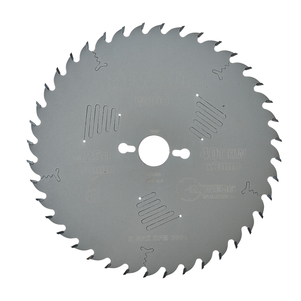 Lame de scie circulaire stationnaire Extreme Workshop 250 x 30 mm, 40 dents - DT4322-QZ - DEWALT