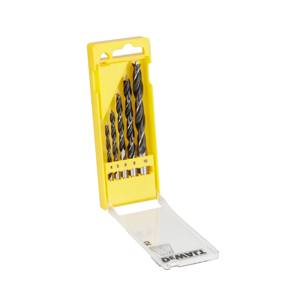 Coffret plastique de 5 mèches à bois 3 pointes diamètre : 4, 5, 6, 8, 10 mm - DT4535-QZ - DEWALT