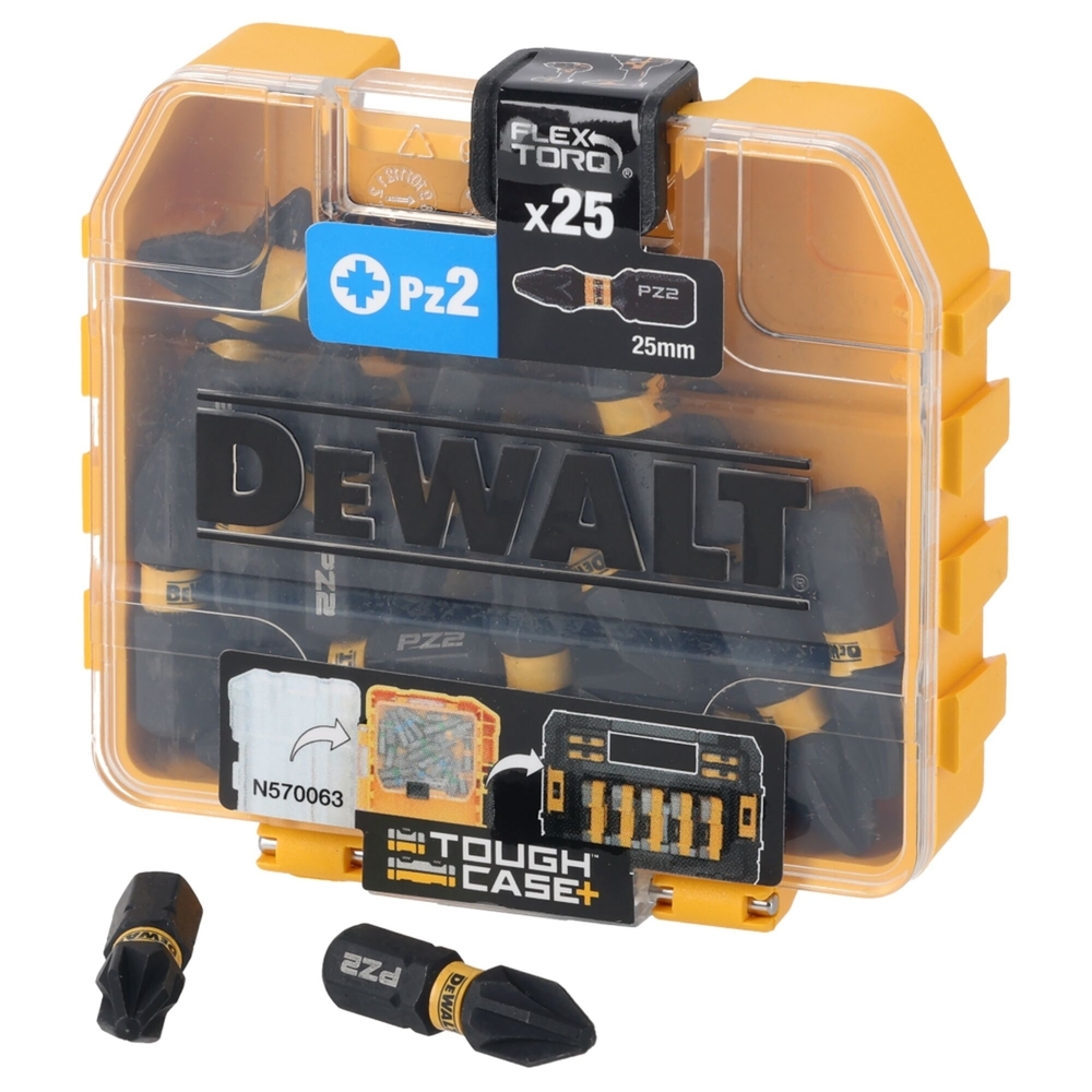 25 embouts de vissage impact-torsion PZ2 en boite Tic Tac - DT70556T-QZ - DEWALT