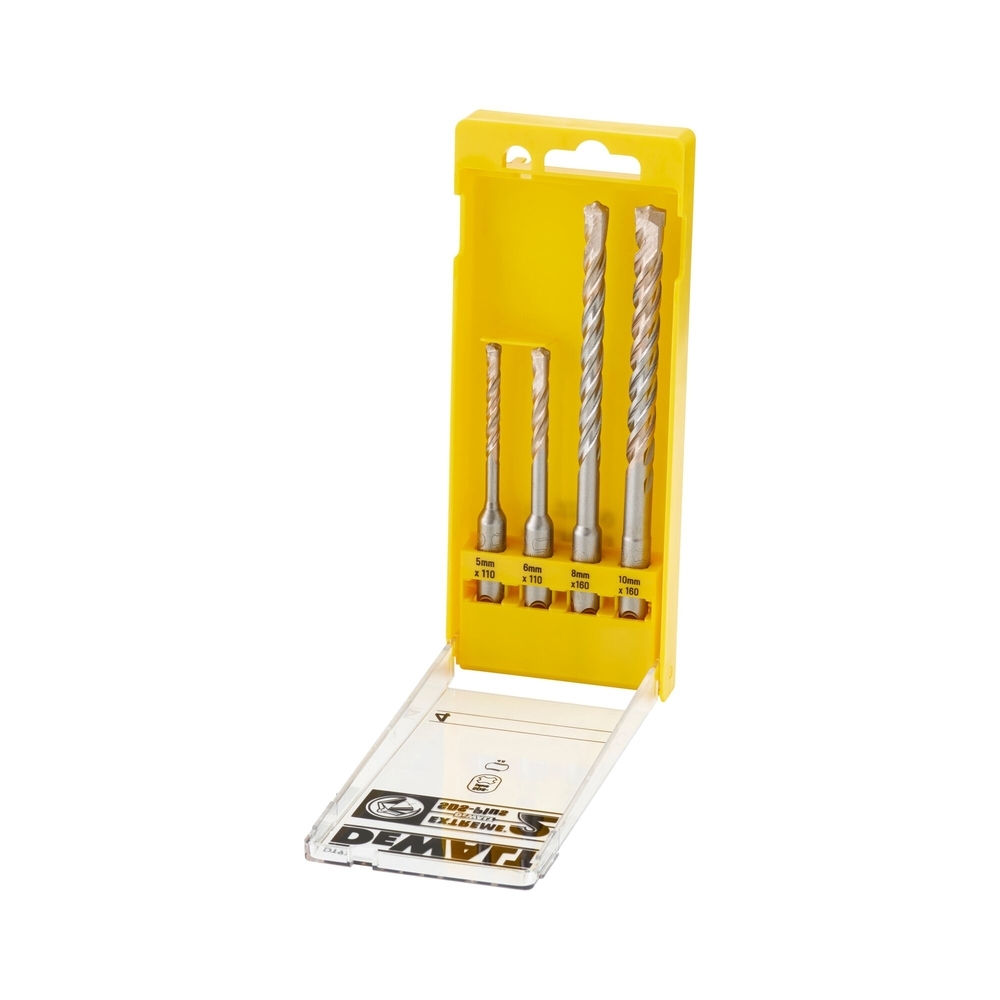 Coffret de 4 forets SDS-Plus carbure Extreme dim : 5x110, 6x110, 8x160, 10x160mm - DT9700-QZ - DEWALT
