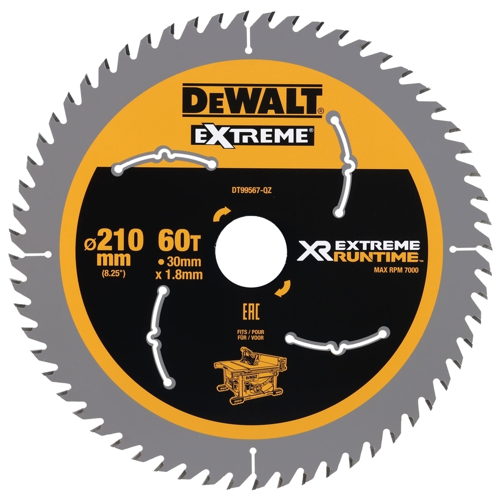 Lame de scie circulaire stationnaire carbure XR Runtime, 210 x 30 mm, 60 dents - DT99567-QZ - DEWALT