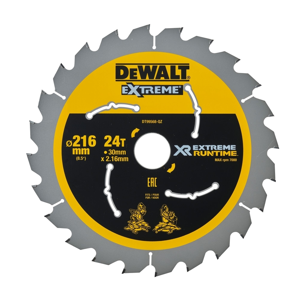 Lame de scie circulaire stationnaire carbure XR Runtime, 216 x 30 mm, 24 dents - DT99568-QZ - DEWALT