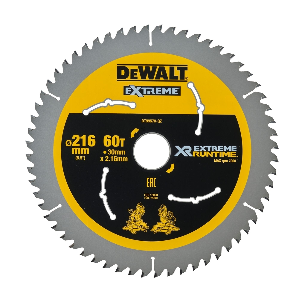 Lame de scie circulaire stationnaire carbure XR Runtime, 216 x 30 mm, 60 dents - DT99570-QZ - DEWALT